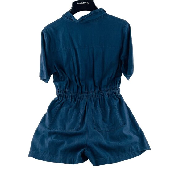 Universal Threads Romper Shorts Women's size Small Linen Rayon Navy Blue - Picture 2 of 6